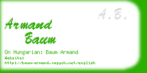 armand baum business card